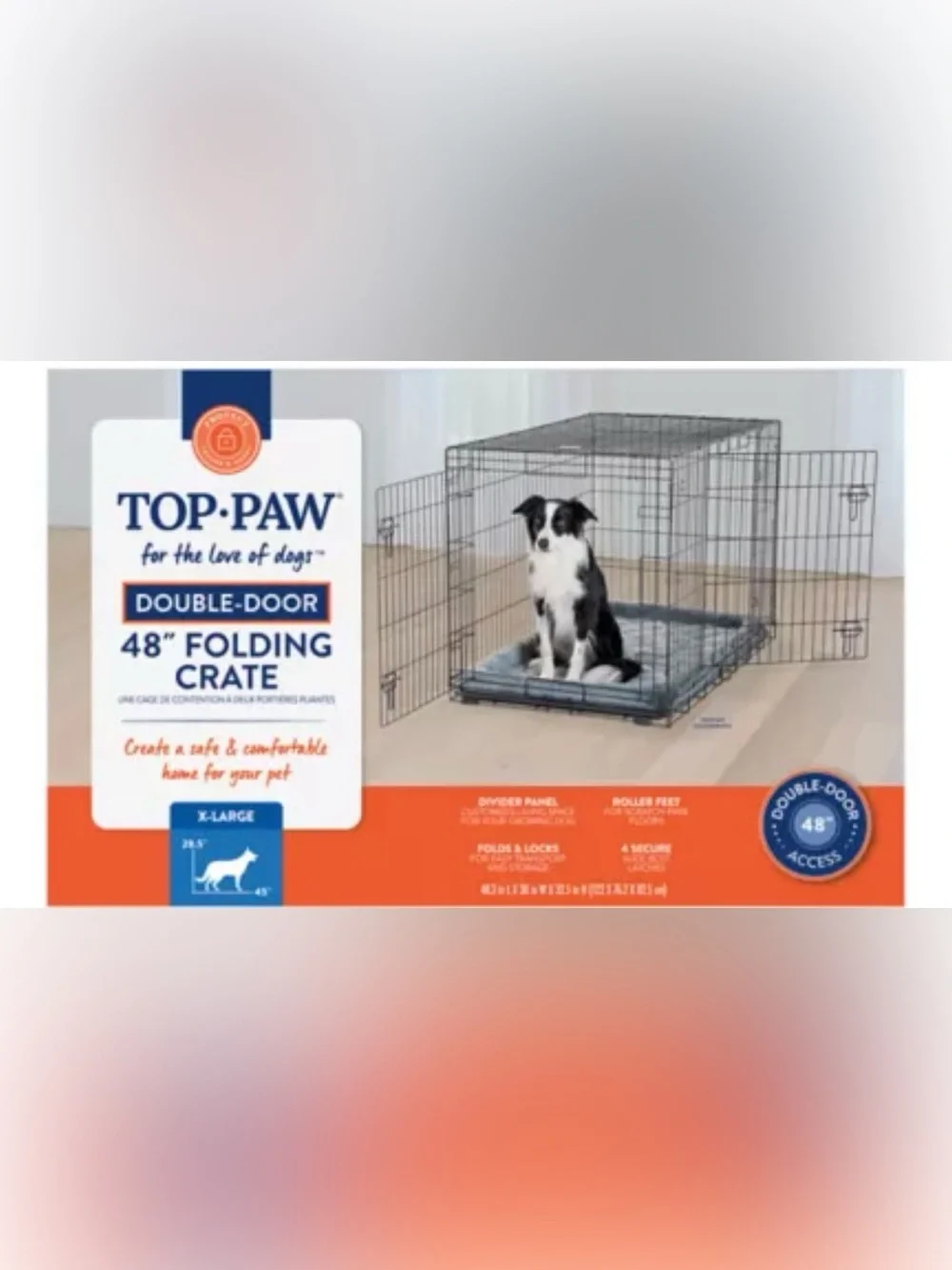 Top Paw® Double Door Folding Wire Dog Crate w/ Divider Panel - Leak Prook Tray